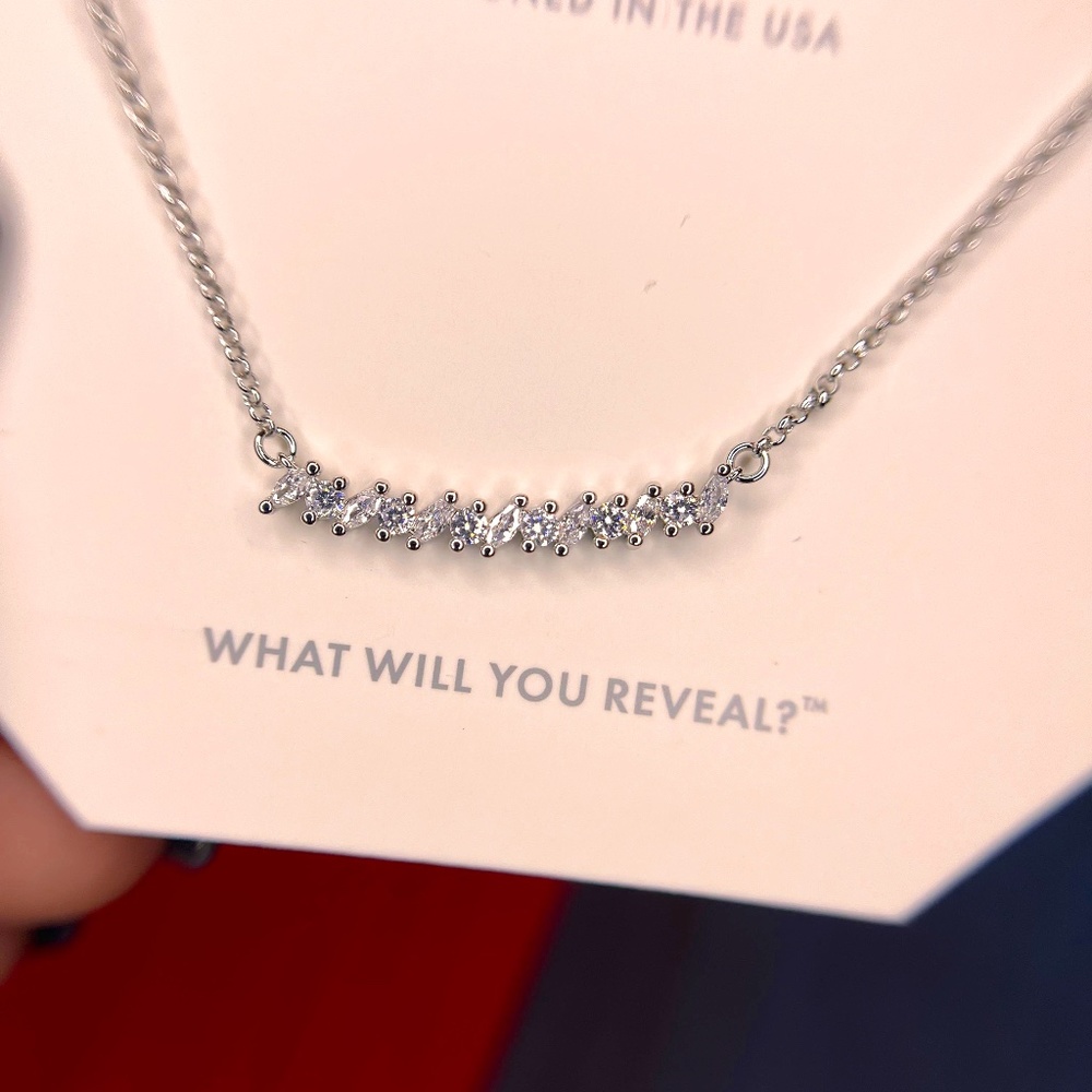Bomb Party Blue Box Necklaces "The Celeste Necklace" Diamond Cubic Zirconia + Rh